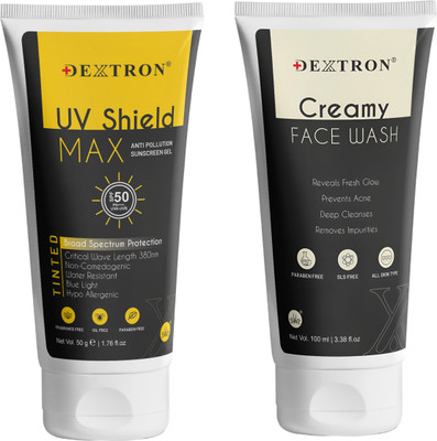 DEXTRON UV Shield MAX Sunscreen 50SPF & Creamy Face Wash Combo – 150g(1 Items in the set)