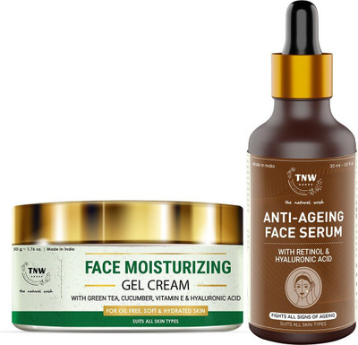 TNW - The Natural Wash Anti-Aging Serum and Face Moisturizing Gel Cream | For Younger-Looking and Soft Skin | Paraben and Sulphate Free Skincare Products(2 Items in the set)