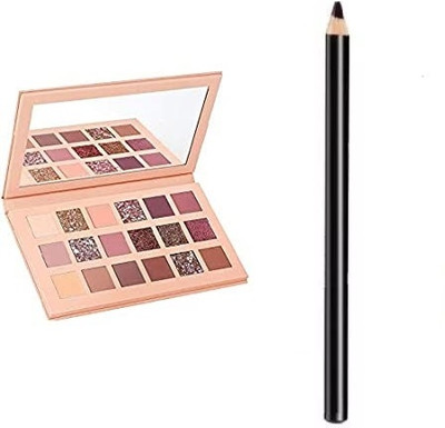 YELGO Eyeshadow Palette 18 (Multi Color) Shimmery Finish And Eyebrow Enhancer Pencile (2 Items in the set)(2 Items in the set)