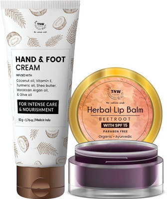 TNW - The Natural Wash Hand And Foot Cream 50gm & Beetroot Lip Balm | For Nourished Lip & Skin | Chemicals & Sulphate Free(2 Items in the set)