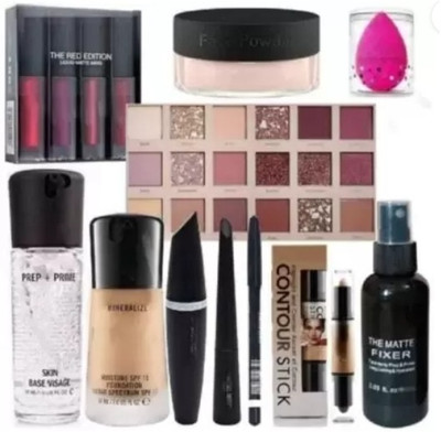 Huda shine Makeup Combo Kit For Women & Girls All Products In 1 Box Pack of 9(9 Items in the set)