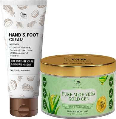 TNW - The Natural Wash Hand And Foot Cream & Pure Aloe Vera Gold Gel | Plant based | Herbal Care | Free from Chemical(2 Items in the set)