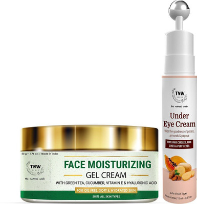 TNW - The Natural Wash Face Moisturizing Gel Cream & Under Eye Cream with Natural Ingredients | For Fighting Signs of Ageing and Dark Circles | Chemical Free Skincare Products(2 Items in the set)