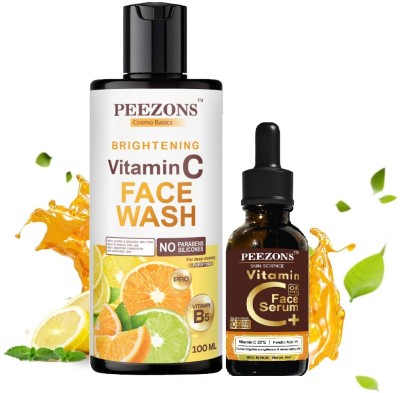 Peezons Vitamin-c Face Wash 100 ml With Bright skin & Vitamin-C Face Serem 30 ml(2 Items in the set)