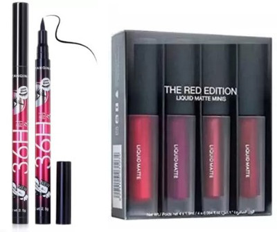 TUMR 36H BLACK EYELINER WITH MATTE MINI LIPSTICK(RED)(3 Items in the set)