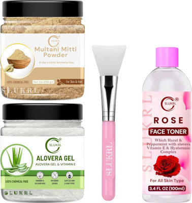 slukrl Aloe Vera Gel and Multani Mitti for Skin Glow & Hair Fall Control Women & Men(4 Items in the set)