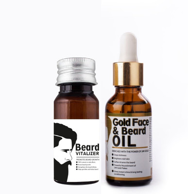 Qraa MEN BEARD VITALIZER 30ml + GOLD FACE AND BEARD OIL 30ml(2 Items in the set)