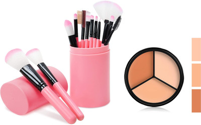 MISTY ALLE storage brushes 12 pcs brushes with 3 in 1 highlighter(13 Items in the set)