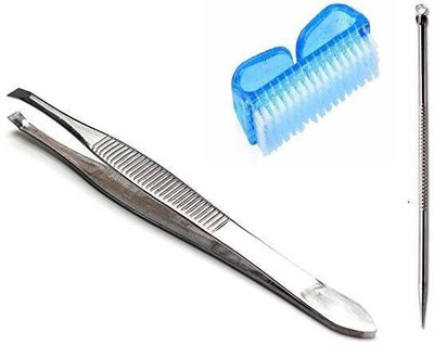 Zailie Plucker + Cleaning brush + Black head remover pin pack of 3(3 Items in the set)