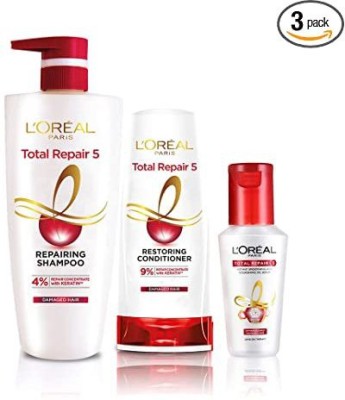 LOREAL Paris Shampoo 640ml ,Conditioner 175ml + Serum 40ml,Total Repair5(pack of 3)(3 Items in the set)