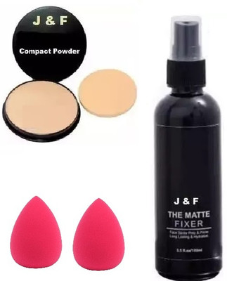 Zailie Face Compact Powder With Sponge Puff ( 2 ) , Makeup Fixer Spray(4 Items in the set)