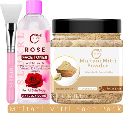 slukrl Clay Face Pack for Clear SkinSkin Refreshing Toner with Mint and Cucumber(3 Items in the set)