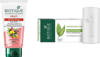BIOTIQUE Fruit Face Wash 150 ML & Morning Nectar Moisturizing Bathing Bar 150g(2 Items in the set)
