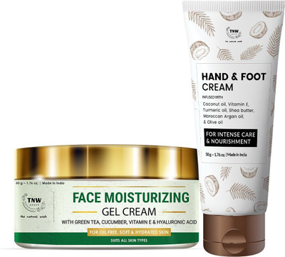 TNW - The Natural Wash Face Moisturizing Gel Cream and Hand & Foot Cream with Natural Ingredients | For Soft & Supple Skin | Paraben and Sulphate Free(2 Items in the set)