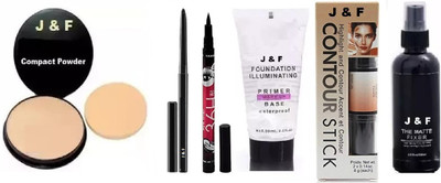 Zailie Face Compact, Kajal,Contour Stick,Primer,Eyeliner, Fixer Spray(6 Items in the set)