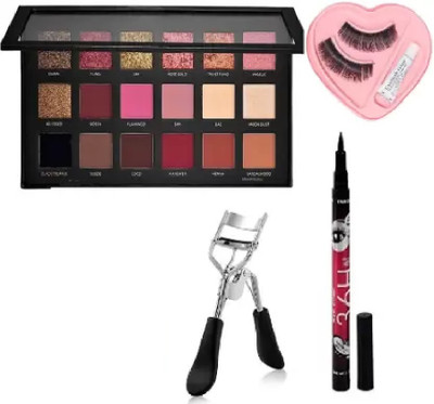 Zailie RoseGold Eyeshadow With Curler ,36 Hours Eyeliner , Eyelash(4 Items in the set)
