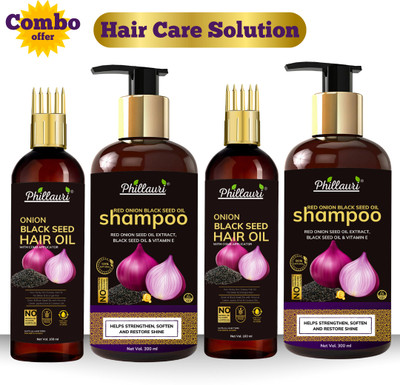 Phillauri Onion Shampoo And Hair Oil With Vitamin E, Natural Extracts & Herbs (4 Items In The Set) For Rs. 196 @ 88 %