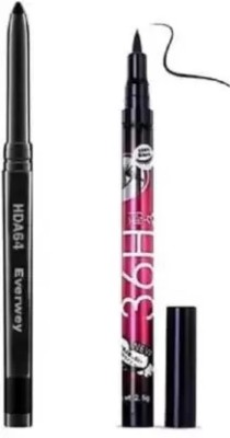 huemic Long Lasting Kajal & waterproof liquid eye liner 36 hours stay 5 g(BLACK)