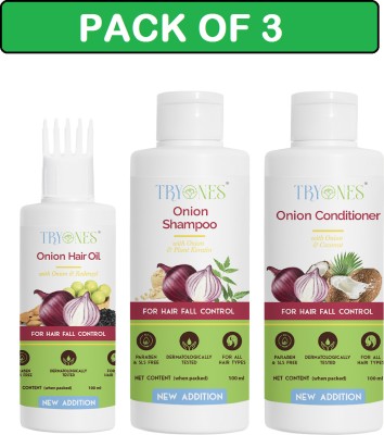 TryOnes Anti Hair Fall Combo Kit with Onion Hair Oil + Onion Shampoo + Onion Conditioner(3 Items in the set)