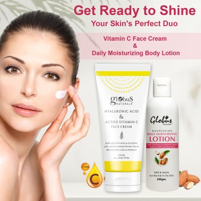 Globus Naturals Creamy Bloom Body Care Combo Daily Moisturzing Lotion & Vitamic C Cream(2 Items in the set)