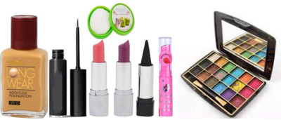 lately eyeshadow with mascara kajal lipstick lip balm & foundation(8 Items in the set)