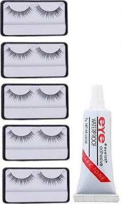 AVEU False eyelashes 5 pcs and 1 pcs eyelash glue (Eye combo) (Pack of 6)(2 Items in the set)