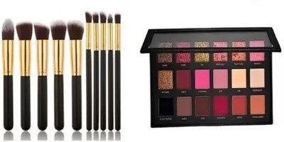 Zailie 10 Pcs Makeup Brushes Soft Synthetic BLACK BRUSH & Rose Gold Edition Eyeshadow(11 Items in the set)