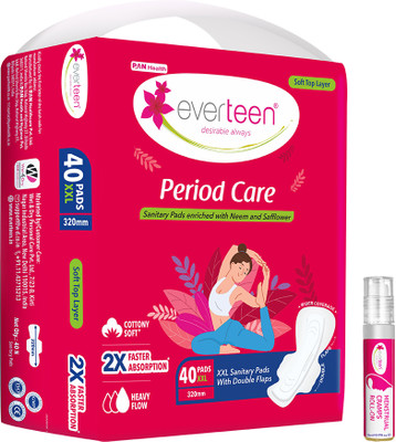 everteen combo 40 XXL Soft Period Care & Menstrual Cramps Roll-On(5ml) Sanitary Pad(Pack of 40)
