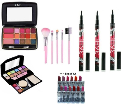 Zailie 12 Lipstick , 18 color Eyeshadow ,Makeup kit , Brushes and eyeliner *3(22 Items in the set)