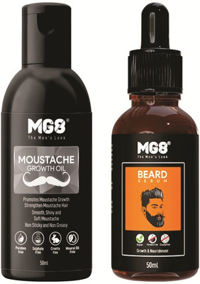 MG8 Beard Growth Serum For Men 50Ml And Beard Growth Oil 50Ml | Natural Beard Care(100 ml)