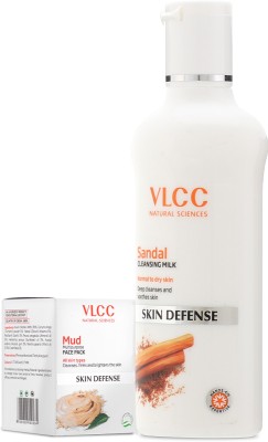 VLCC Sandal Cleansing Milk - 100 ml and Skin Defense Mud Face Pack - 70 g(2 Items in the set)