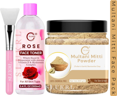 slukrl Face Pack for Smooth and Even Skin TextureAnti-Pollution Face Toner for Skin(3 Items in the set)