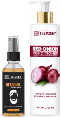 Teepzeey Beard And Moustache Oil| Non-sticky, Light Beard Oil For Men & Red Onion Conditioner For Hair Fall Control & Hair Growth(1 Items in the set)