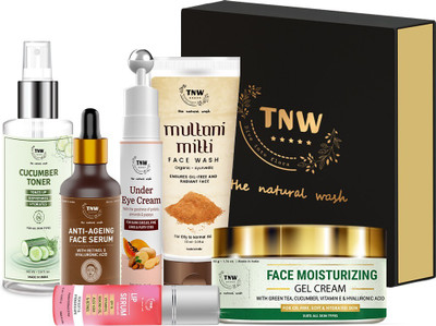 TNW - The Natural Wash Night Care Regime Gift Hamper for Oily Skin | Gift Hamper for Glowing Skin | Paraben & Sulphate Free Skincare Products(6 Items in the set)