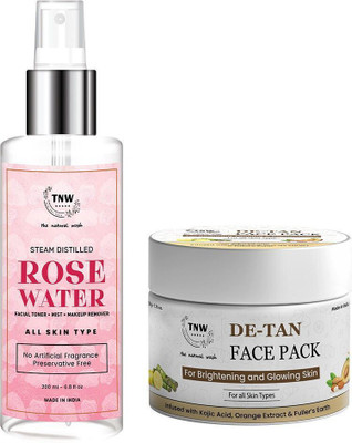 TNW - The Natural Wash Face Pack & Steam Distilled Rose Water for Hydrated & Glowing Skin | With Goodness of Natural Ingredients(2 Items in the set)