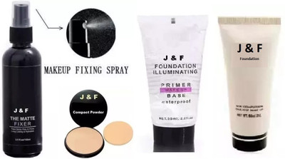 Zailie Face Compact Powder,Fixer , Primer, Foundation(4 Items in the set)