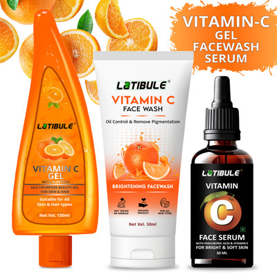 Latibule Vitamin C Face Gel, Vitamin C Face Wash & vitamin c serum For Brighter Skin(3 Items in the set)