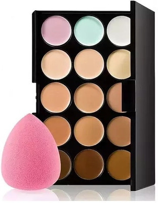 Ashav Huda Perfect Beauty 15 Shades Concealer Multi Shades & Soft Sponge Puff(2 Items in the set)