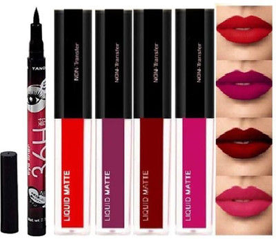 huemic Matte Red Edition mini Lipsticks & Yanquina 36H Liquid Eyeliner(2 Items in the set)