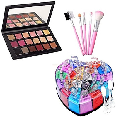 YELGO 18 Color Shimmer Powder & 18 Color Eyeshadow palette & 5 Pcs Make Brush 7 Items Set(7 Items in the set)