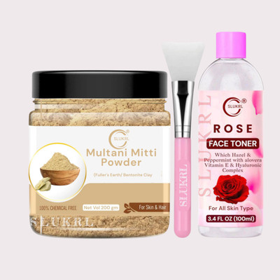 slukrl Multani Face Pack for Bright and Spotless SkinHerbal Toner for Acne(3 Items in the set)