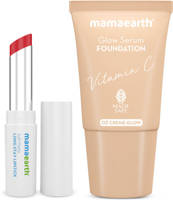 Mamaearth Party Ready Duo | Glow Serum Foundation & Soft Matte Long Stay Lipstick(2 Items in the set)