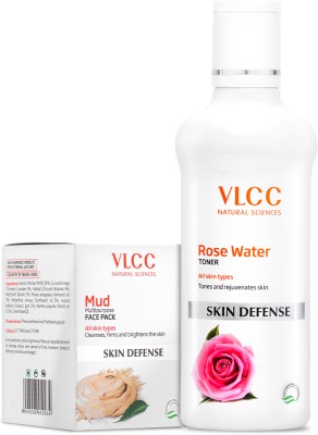VLCC Rose Water Toner -100 ml and Skin Defense Mud Face Pack - 70 g(2 Items in the set)