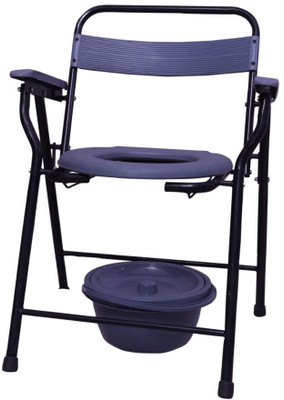 GREEN NATURE GGCH214 Adjustable Commode Shower Chair Commode Chair(Grey, Black)