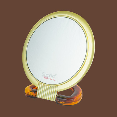 Scarlet Line Professional Series Medium Size Round Double Sided Magnifying Makeup Purse Mirror with Handle For Men and Women, 19.5 x 13 x 1 cm