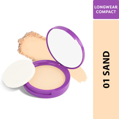SUGAR POP Longwear Compact 01 Sand | UV Protection | Pore Minimizing | Medium Coverage Compact(Sand, 9 g)