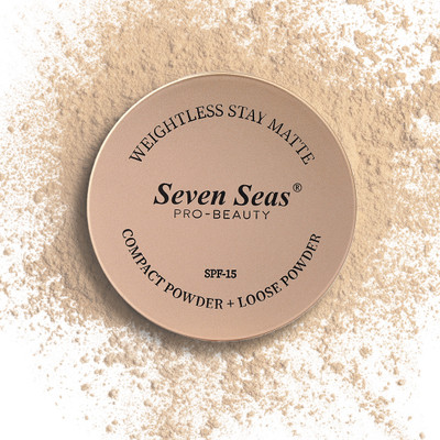 Seven Seas 2 In 1 Weightless Stay Matte Compact | Pressed Powder + Loose Powder SPF 15 Compact(Banana, 43.3 g)