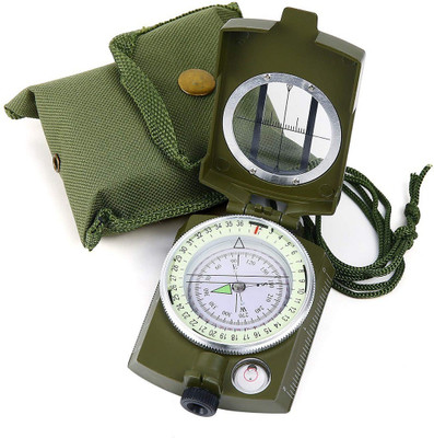 KRAFTMASTERS Military Lensatic Sighting Compass with Carrying Bag Waterproof and Shakeproof Compass(Green)