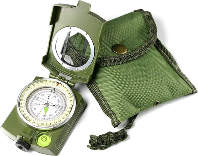 Justakeit Navigation Compass Multifunctional Waterproof Sighting Compass with Pouch Compass(Green)