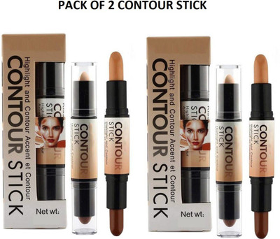 YELGO Pack of 2 MATTE 2 IN 1 HIGHLIGHTER & CONTOUR STICK  Concealer(Natural, 8 g)